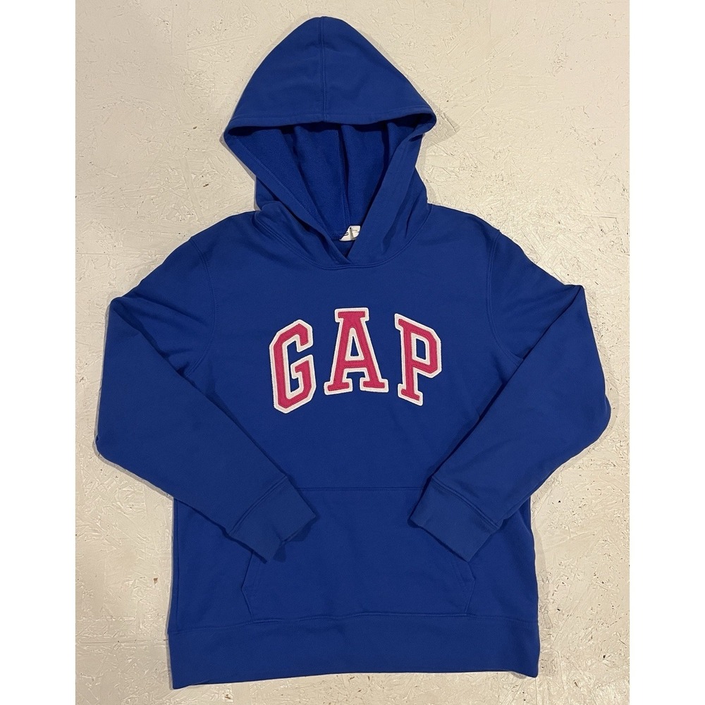 Gap Embroidered Logo Hoodie Womens Size Small Blue Pink Logo Y2k Sweatshirt